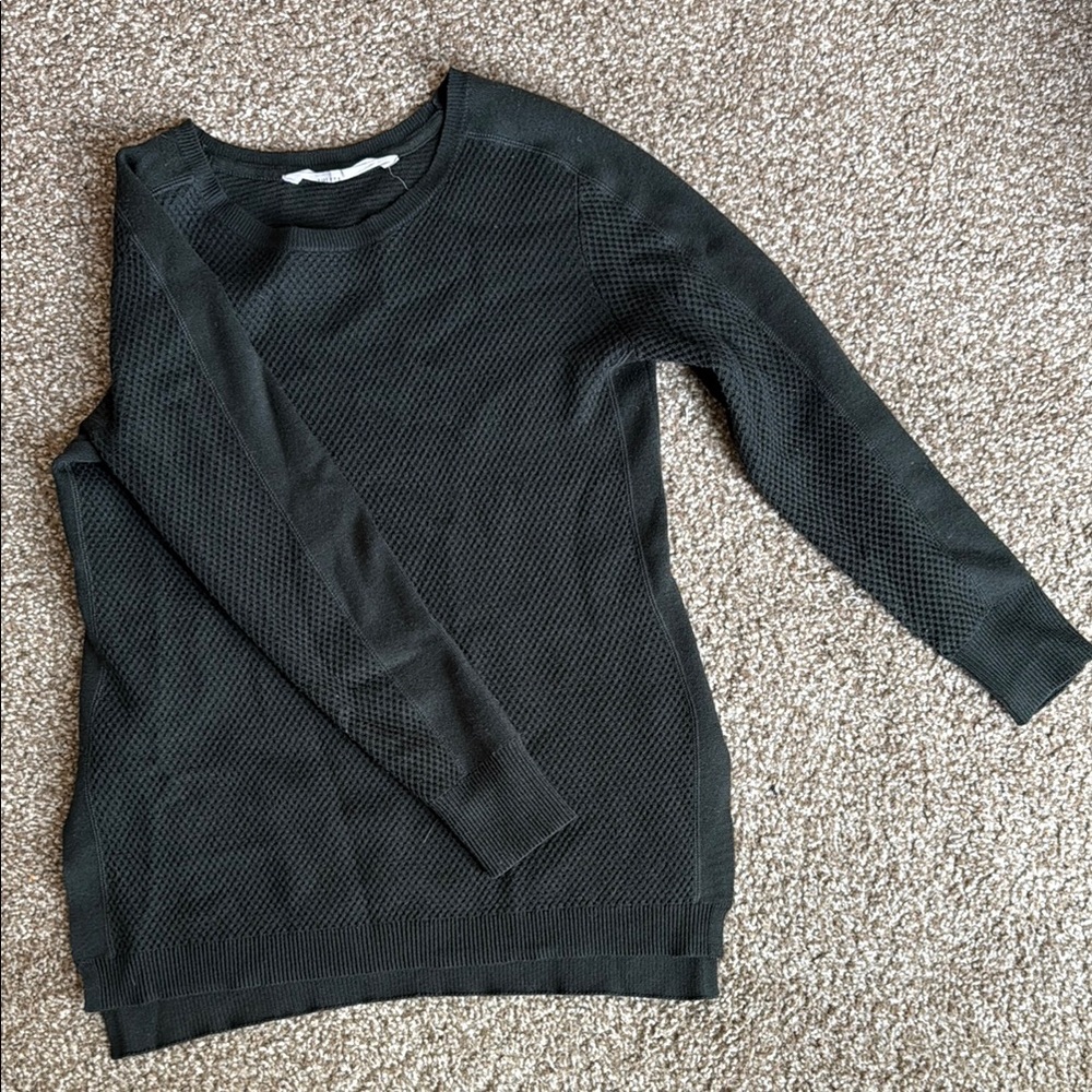 Dark Forest Green Textured Long Sleeve Sweater